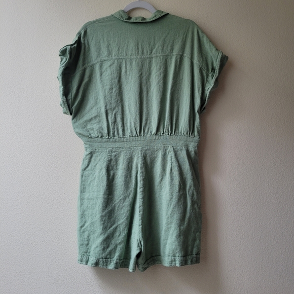 Zara Pants & Jumpsuits Zara Sage Green Linen Blend Romper Short